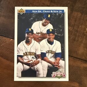 KEN GRIFFEY JR, KEN SR. & CRAIG GRIFFEY SEATTLE MARINERS 1992 UPPER DECK #85